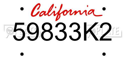 59833K2 California License Plate