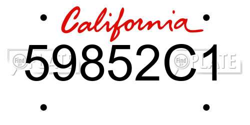 59852C1 California License Plate