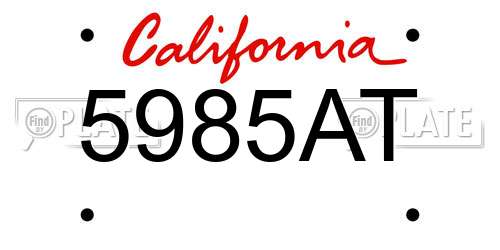 5985AT California License Plate