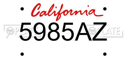 5985AZ California License Plate
