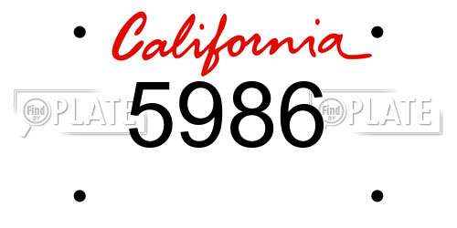 5986 California License Plate