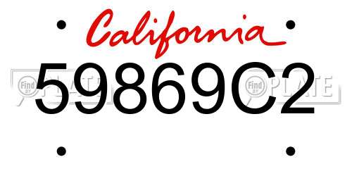 59869C2 California License Plate