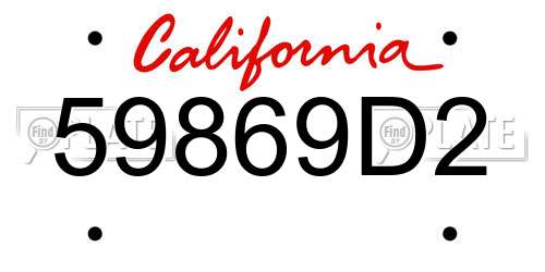 59869D2 California License Plate