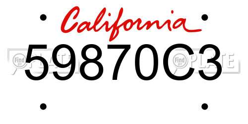 59870C3 California License Plate