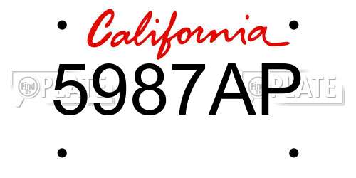 5987AP California License Plate