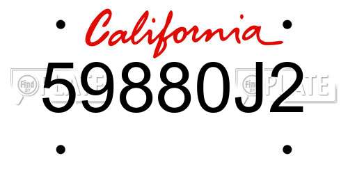 59880J2 California License Plate