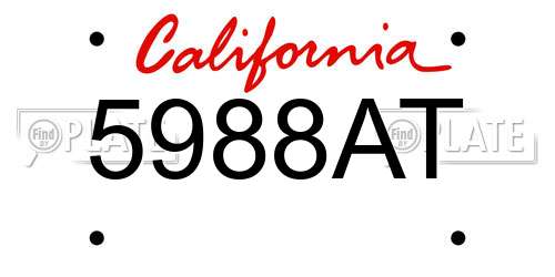 5988AT California License Plate