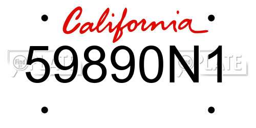 59890N1 California License Plate