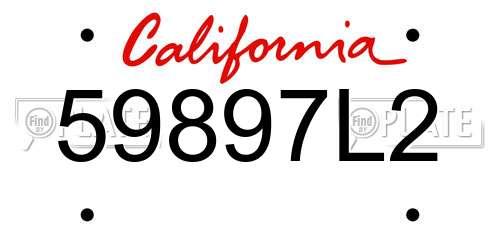 59897L2 California License Plate