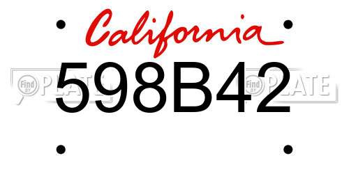 598B42 California License Plate