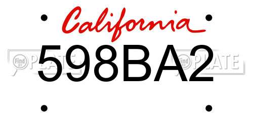 598BA2 California License Plate