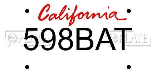 598BAT California License Plate