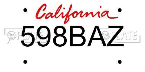 598BAZ California License Plate