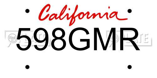 598GMR California License Plate