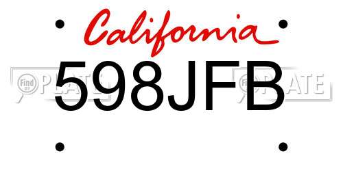 598JFB California License Plate