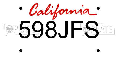 598JFS California License Plate