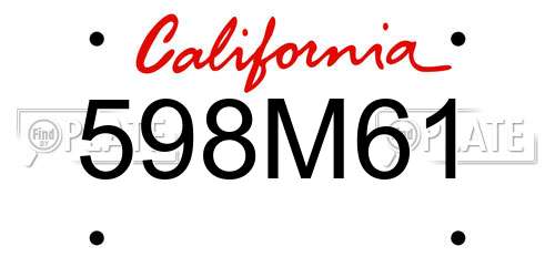598M61 California License Plate