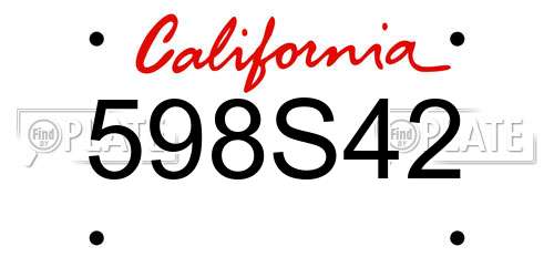 598S42 California License Plate