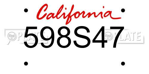 598S47 California License Plate