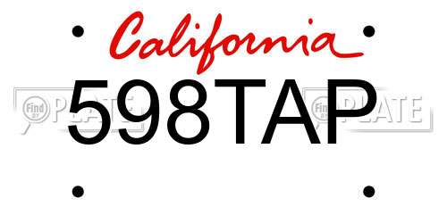 598TAP California License Plate