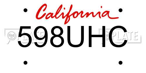 598UHC California License Plate