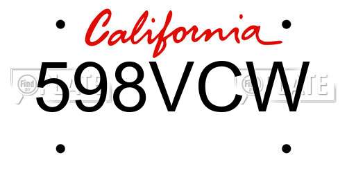 598VCW California License Plate