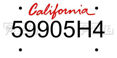 59905H4 California License Plate
