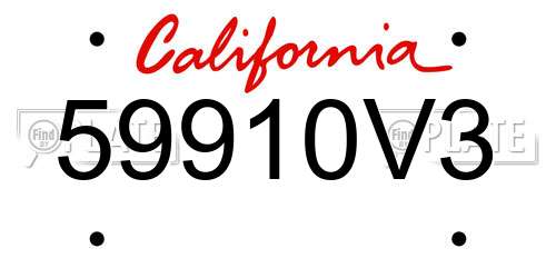 59910V3 California License Plate