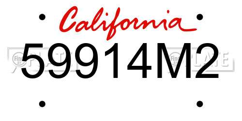 59914M2 California License Plate