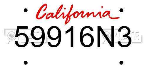59916N3 California License Plate