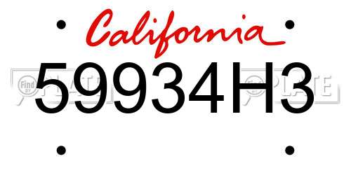 59934H3 California License Plate