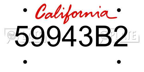 59943B2 California License Plate