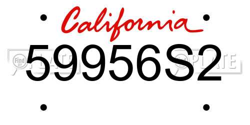 59956S2 California License Plate