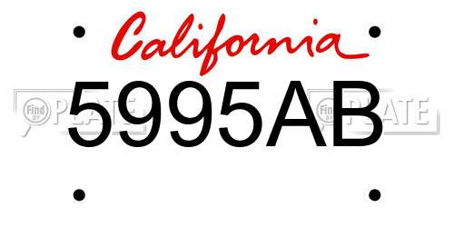 5995AB California License Plate