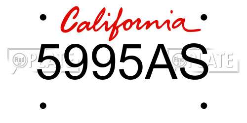 5995AS California License Plate