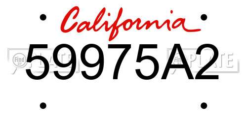 59975A2 California License Plate