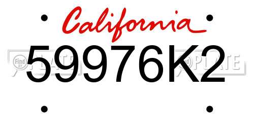 59976K2 California License Plate