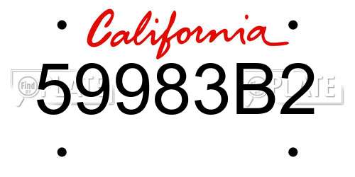 59983B2 California License Plate