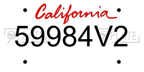 59984V2 California License Plate