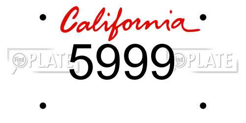 5999 California License Plate