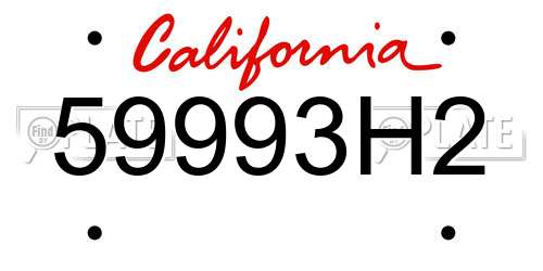 59993H2 California License Plate