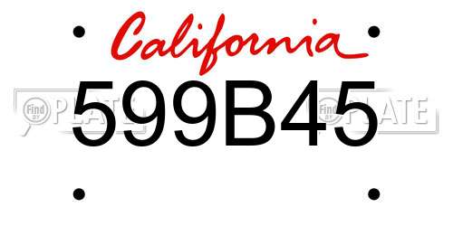 599B45 California License Plate
