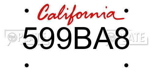 599BA8 California License Plate