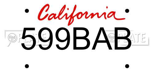 599BAB California License Plate
