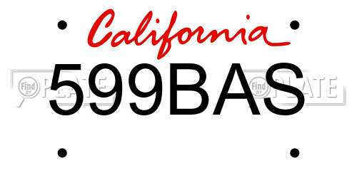 599BAS California License Plate