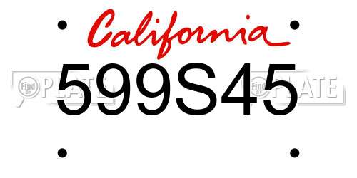 599S45 California License Plate