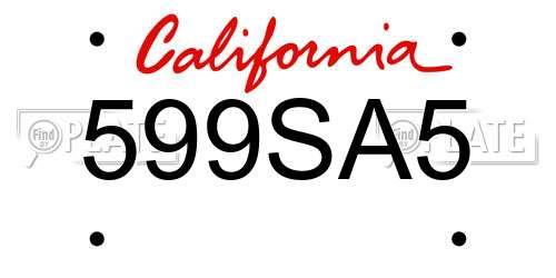 599SA5 California License Plate