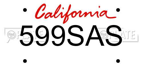 599SAS California License Plate