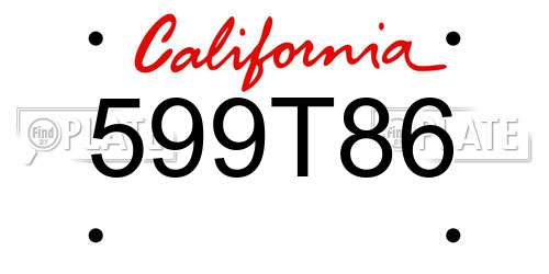 599T86 California License Plate