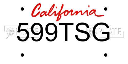599TSG California License Plate
